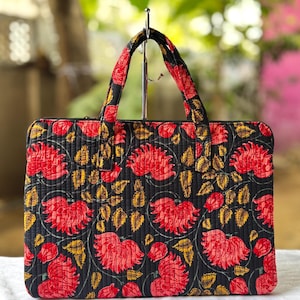 Printed quilted Laptop bag, Fabric quilted laptop bag, Unisex laptop bag, Laptop sleeves, birthday gift, gift for her, corporate gifting