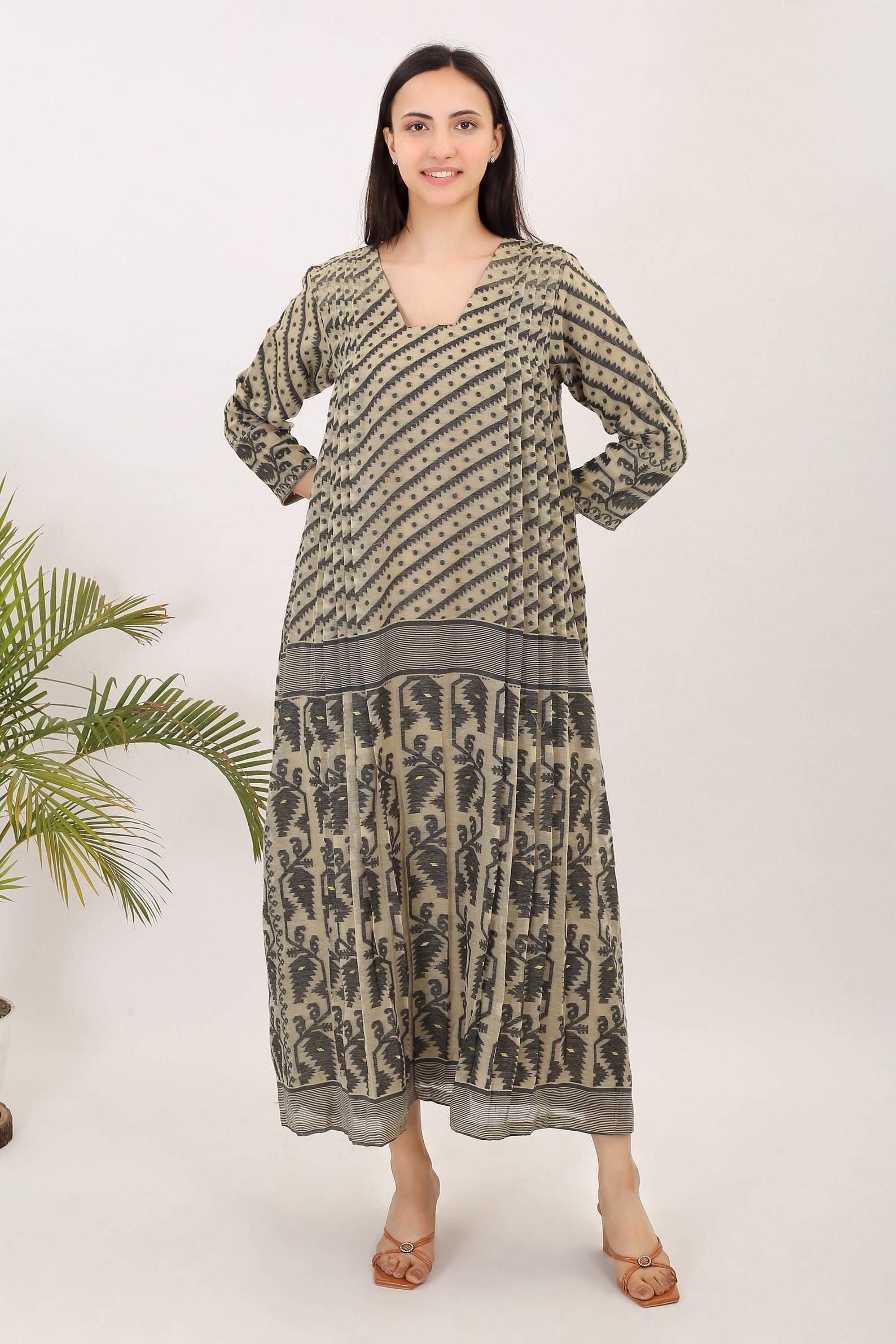 Sonali Jamdani Drop Waist Dress