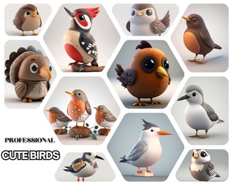 Professional Ai Art Midjourney Prompt Guide  Ai Art Print with Cute Cartoon Birds Ai Generated Art  Best Midjourney Customizable Prompts