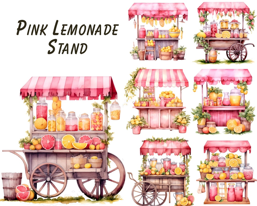 Pink Lemonade Stand Clipart Summer Clipart, Lemon Clipart, Lemonade