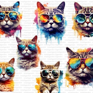 Cool Cats Clipart Cat with Sunglasses, Funny Cats PNG, Cat Drawing, Kitten Graphics, Cat Clipart PNG, Cats Download, Cute Cat Illustration image 5