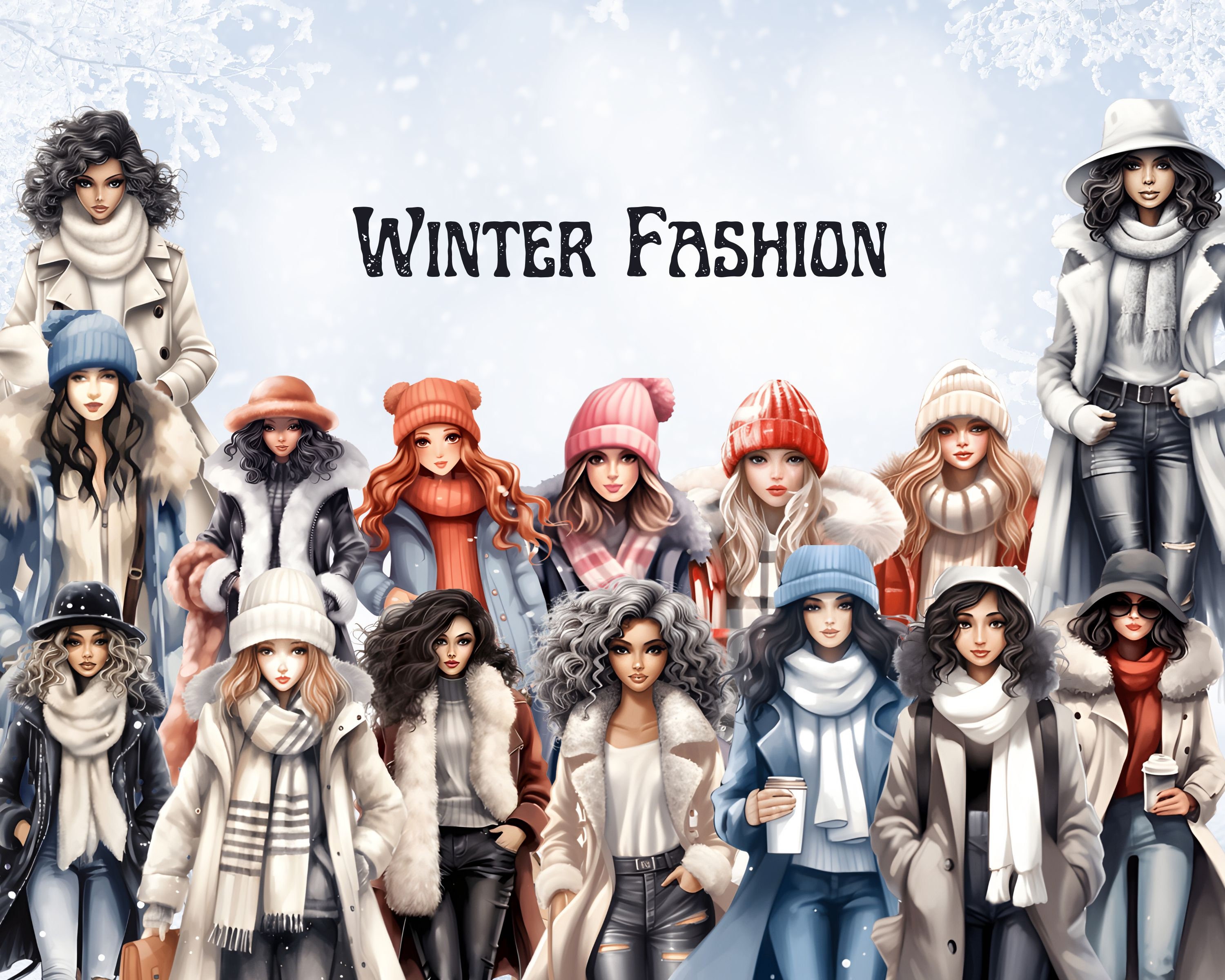 Curvy Winter Fashion, CHOOSE YOUR OPTION, Fashion Stickers