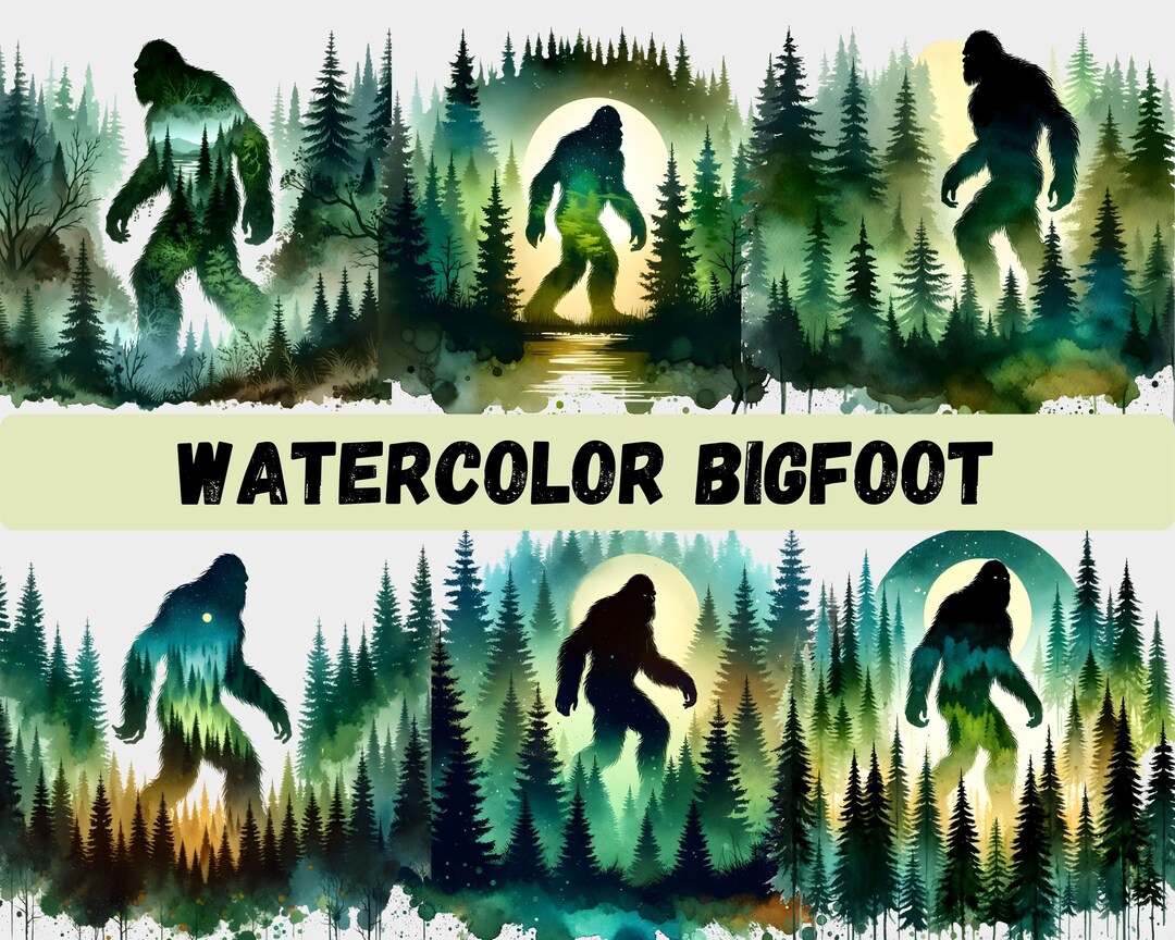 Bigfoot Watercolor PNG, Sasquatch Sublimation, Bigfoot Mountain PNG ...