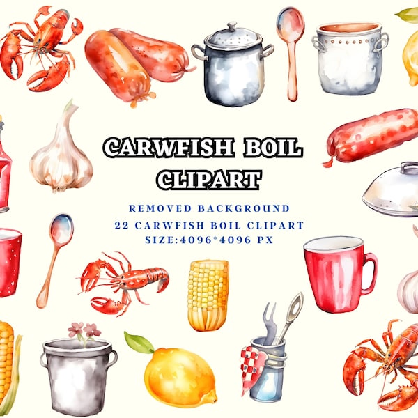 Crawfish Boil Clipart - Seafood Clipart, Crawfish Graphics, Food Clipart, Boiling Crawfish Clipart, Shrimps, Squid, Festive Seafood PNG