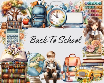 Back to School Clipart - School Teacher Clipart, School Kids Clipart, School Supplies, Classroom Images, Preschool Art Bundle, Teaching Art