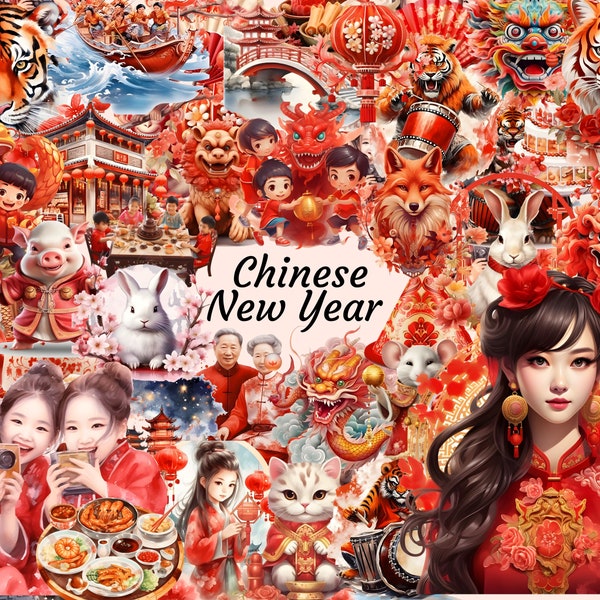 Chinese New Year Clipart - 700+ Lunar New Year Images, Festive Celebration Images, Holiday Graphics, Instant Download, Commercial Use PNG