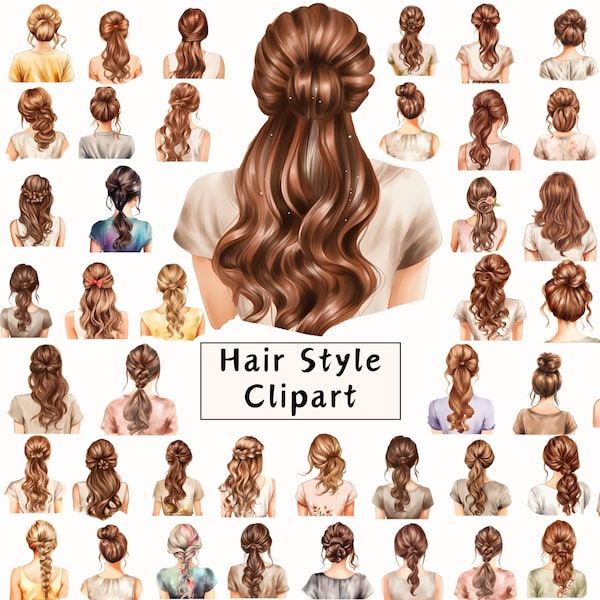 Hairstyle Clipart, Woman Hair Clipart, Messy Bun Hair Clipart, Ponytail Hair PNG, Ladies Hairstyles, Braided Hairstyles Clipart, Curly Hair