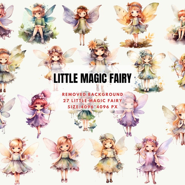 Little Magic Fairy Clipart-Watercolor Cute Fairy, Fairytale Clipart, Magical Fairy Png, Pixie Clipart, Fairy Nursery Clipart-Commercial Use