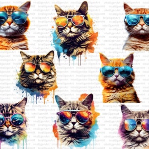 Cool Cats Clipart Cat with Sunglasses, Funny Cats PNG, Cat Drawing, Kitten Graphics, Cat Clipart PNG, Cats Download, Cute Cat Illustration image 7