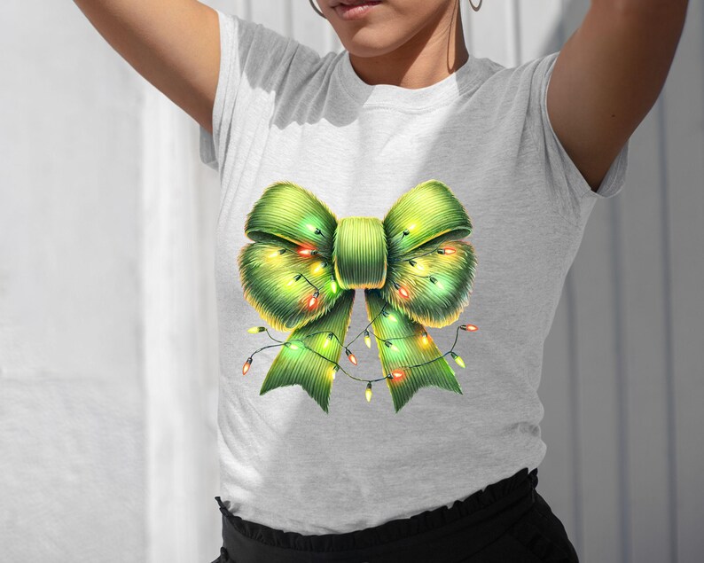 Grinchmas Coquette Bow Sweater, Lime Green Christmas Vibes, Retro