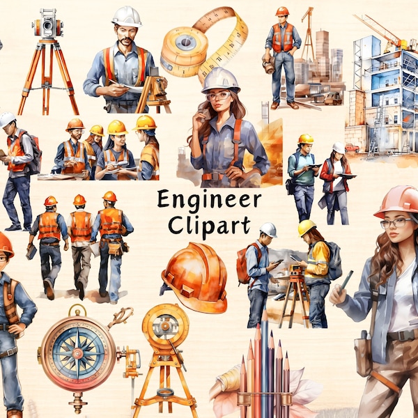 Engineer Clipart, Civil Engineer Illustrations, Mechanic Worker Clipart, Engineering Occupation, Female Engineer PNG, Architectural Builder