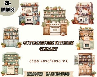 Cottagecore Kitchen Clipart, Kitchen Illustrations, Cooking Clipart, Rustic Kitchen Clipart, Vintage Cottage Kitchen, Commercial Use PNG