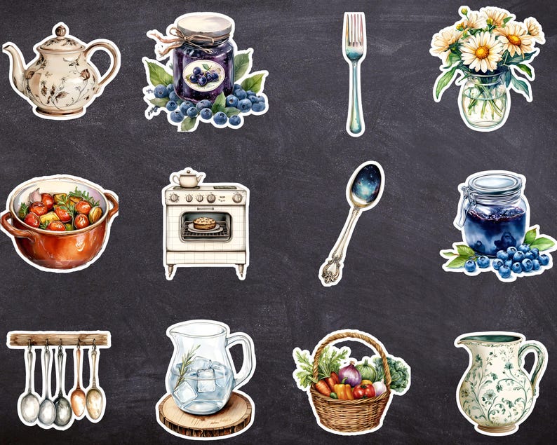 Kitchen Items Fussy Cuts, Coking Scrapbooking, Baking Clipart, Kitchen