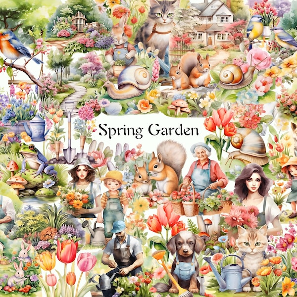 Frühlingsgarten Clipart, 250+ Gartenbilder, Gartenblumen Png, Gartengeräte Clipart, Botanische Blumen, Gartenszenen, Sofortiger Download