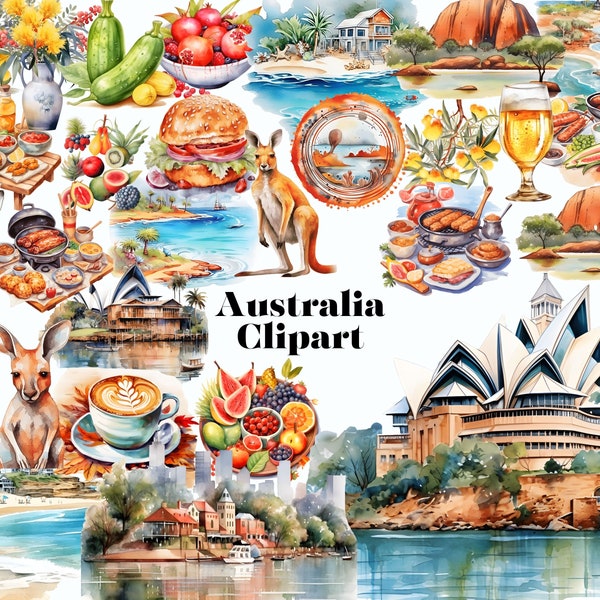 Australia Clipart, Australia Day Sublimation, Aussie Clipart, Australian Animals Png, Kangaroo Clipart, Australian Food, Australia Landmarks