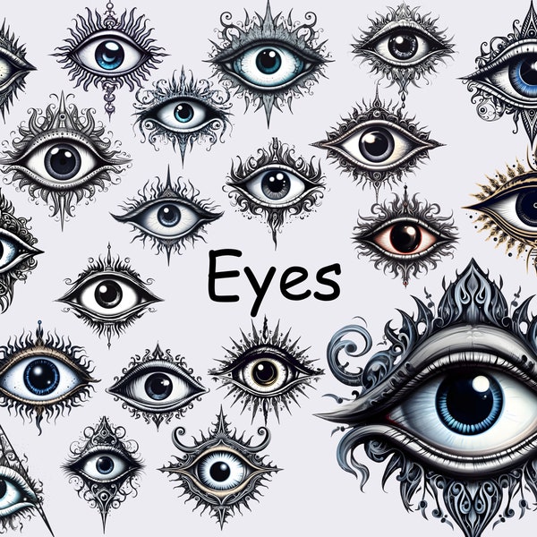 Mystical Eye Clipart - Evil Eye PNG, Arabian Eyes, All Seeing Eye, Third Eye Designs, Realistic Eyes Clipart, Eye of Providence, Digital Art