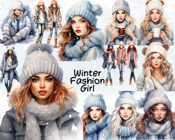 Winter Fashion Clipart, Winter Girls PNG, Fashion Girl Clipart, Boss Girl  Clipart, Cozy Winter Clipart, Girl Silhouette, Winter Clothes PNG 