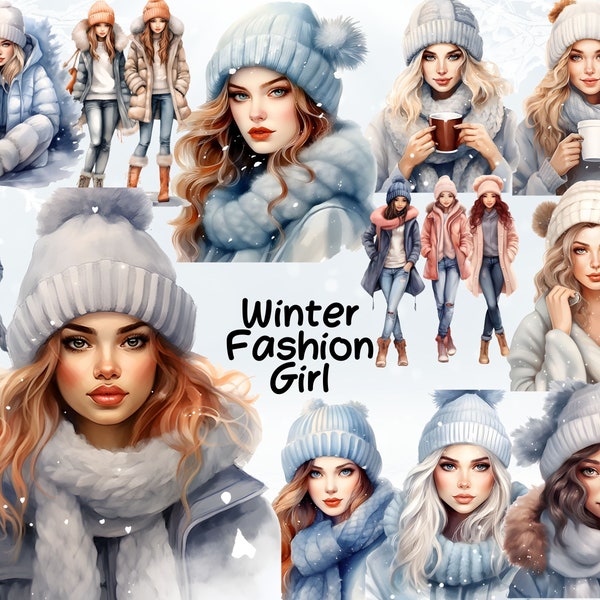 Winter Fashion Clipart, Winter Girls PNG, Fashion Girl Clipart, Boss Girl Clipart, Cozy Winter Clipart, Girl Silhouette, Winter Clothes PNG