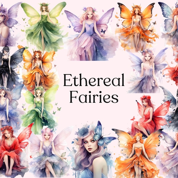 Ethereal Fairies Clipart - Butterfly Fairy Clipart | Fairies With Wings | Magical Fairy Clipart Bundle | Fairy Clipart | Instant Download