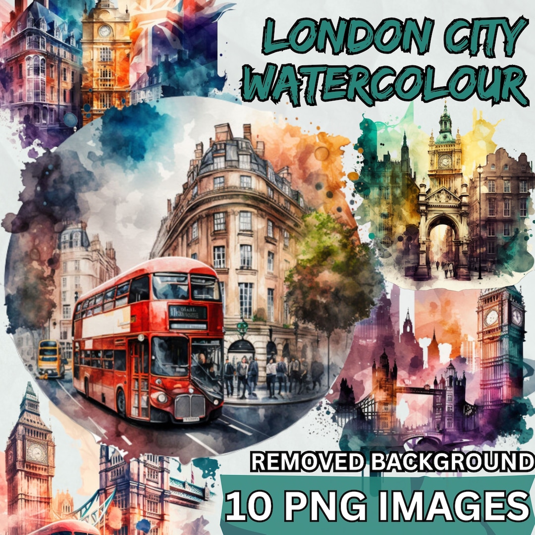 London City Clipart, United Kingdom Art, Watercolor Landmarks, London