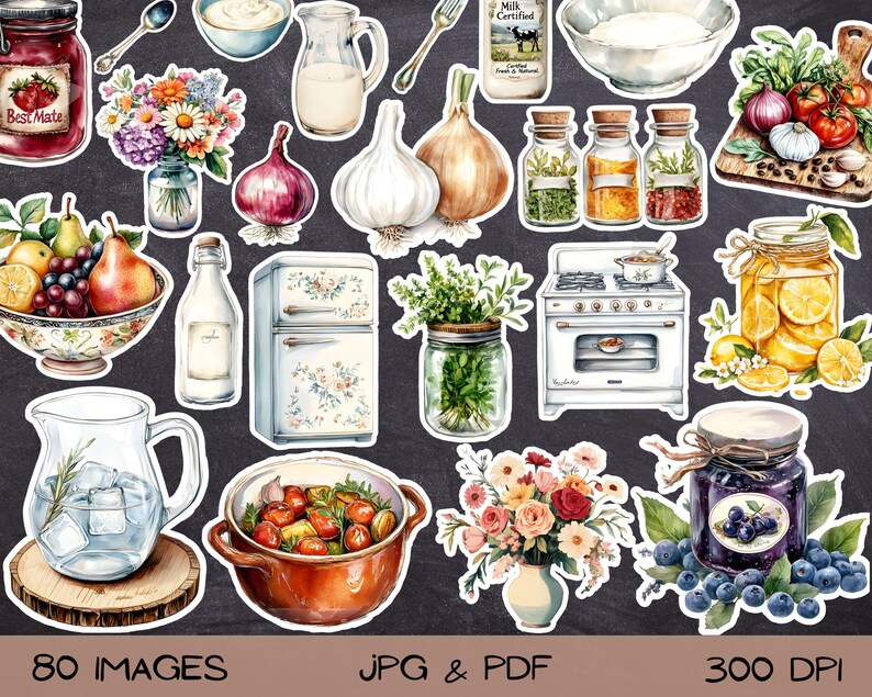 Kitchen Items Fussy Cuts, Coking Scrapbooking, Baking Clipart, Kitchen
