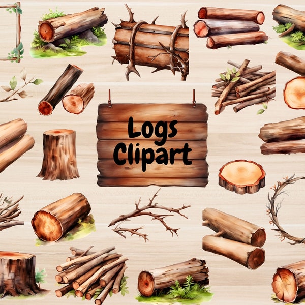 Wooden Logs Clipart, Wooden Borders, Wooden Twigs, Stick Png, Tree Trunk Clipart, Wooden Sign Clipart, Forest Elements, Lumberjack Clipart