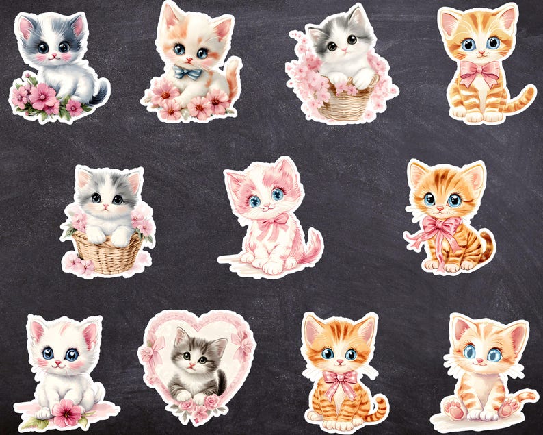 Shabby Chic Kitten Fussy Cuts, Cats Scrapbooking, Cute Pet Animals