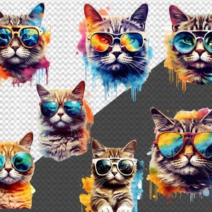 Cool Cats Clipart Cat with Sunglasses, Funny Cats PNG, Cat Drawing, Kitten Graphics, Cat Clipart PNG, Cats Download, Cute Cat Illustration image 8