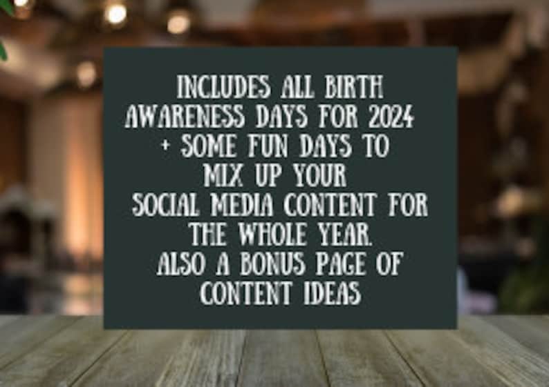 Birth Awareness Days for 2024, Perfect for Birth Businesses for Social