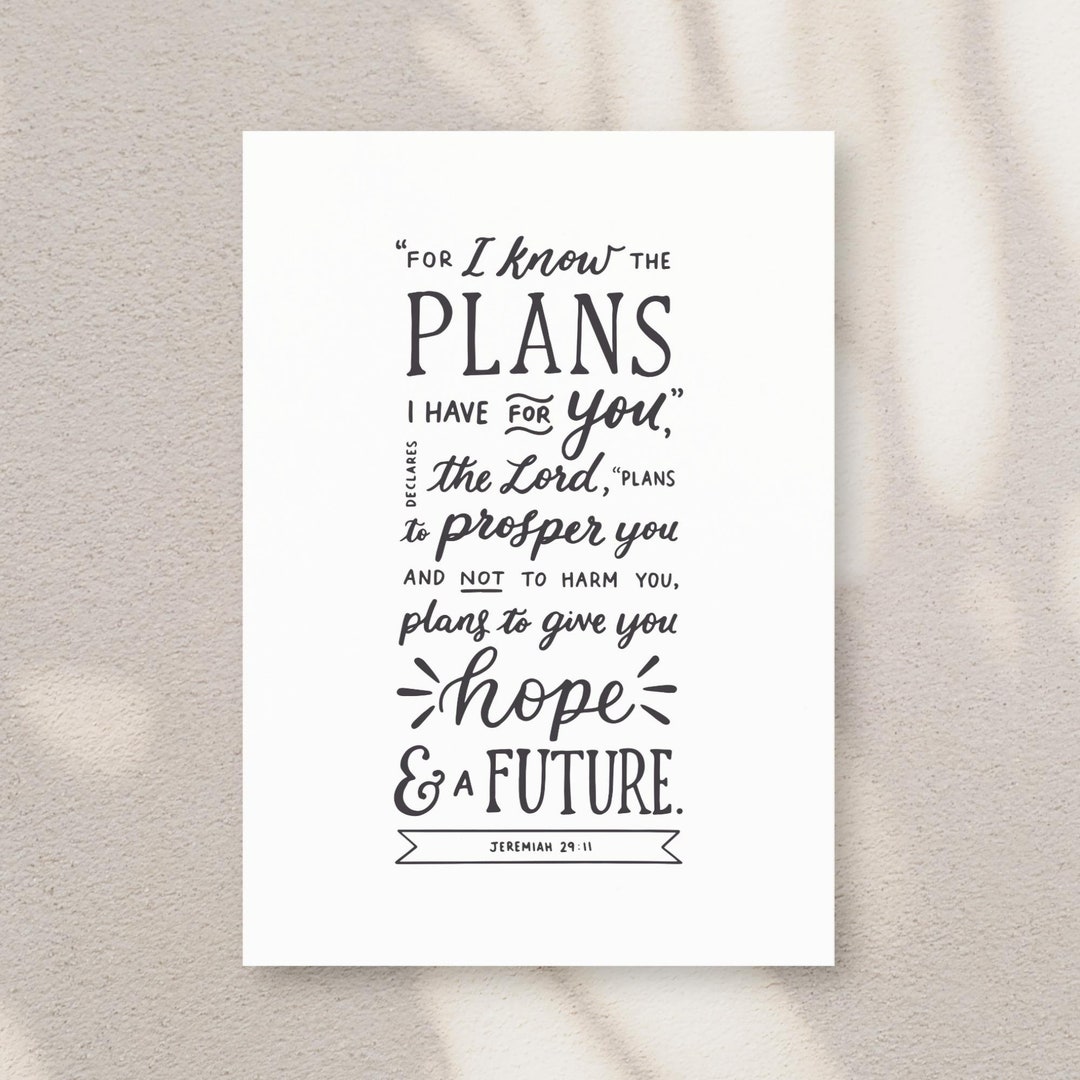 Hope and A Future - Jeremiah 29:11 | Print | Poster | Bible Verse - Etsy