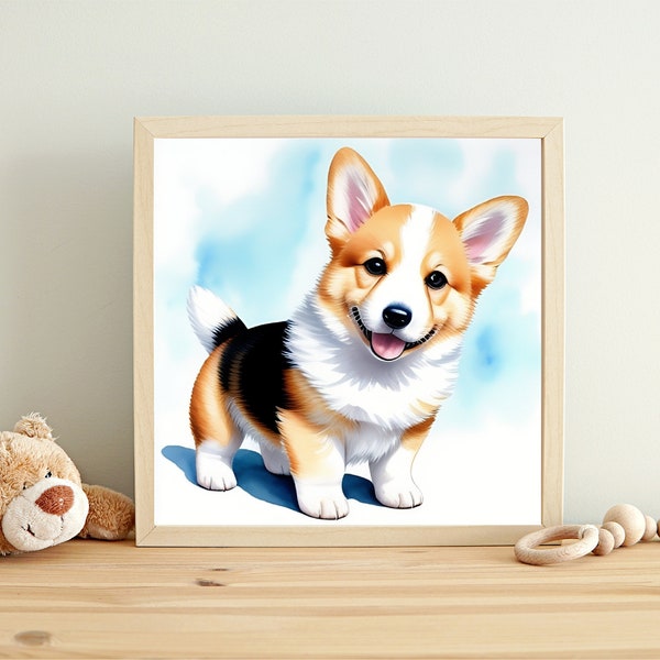 Corgi, Corgi Puppy, Cute Puppies, Dogs, Corgi Breed Photos, Corgi Watercolor, Watercolor Paintings, Watercolor Dog, Dog Portrait, Cute Corgi