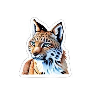 Watercolor Lynx, Lynx Sticker, Wild Cat Sticker, Big Cat,  Lynx, Cat Decor,Wild Animal Stickers,Watercolor Art, Watercolor Cat,Cat Portrait