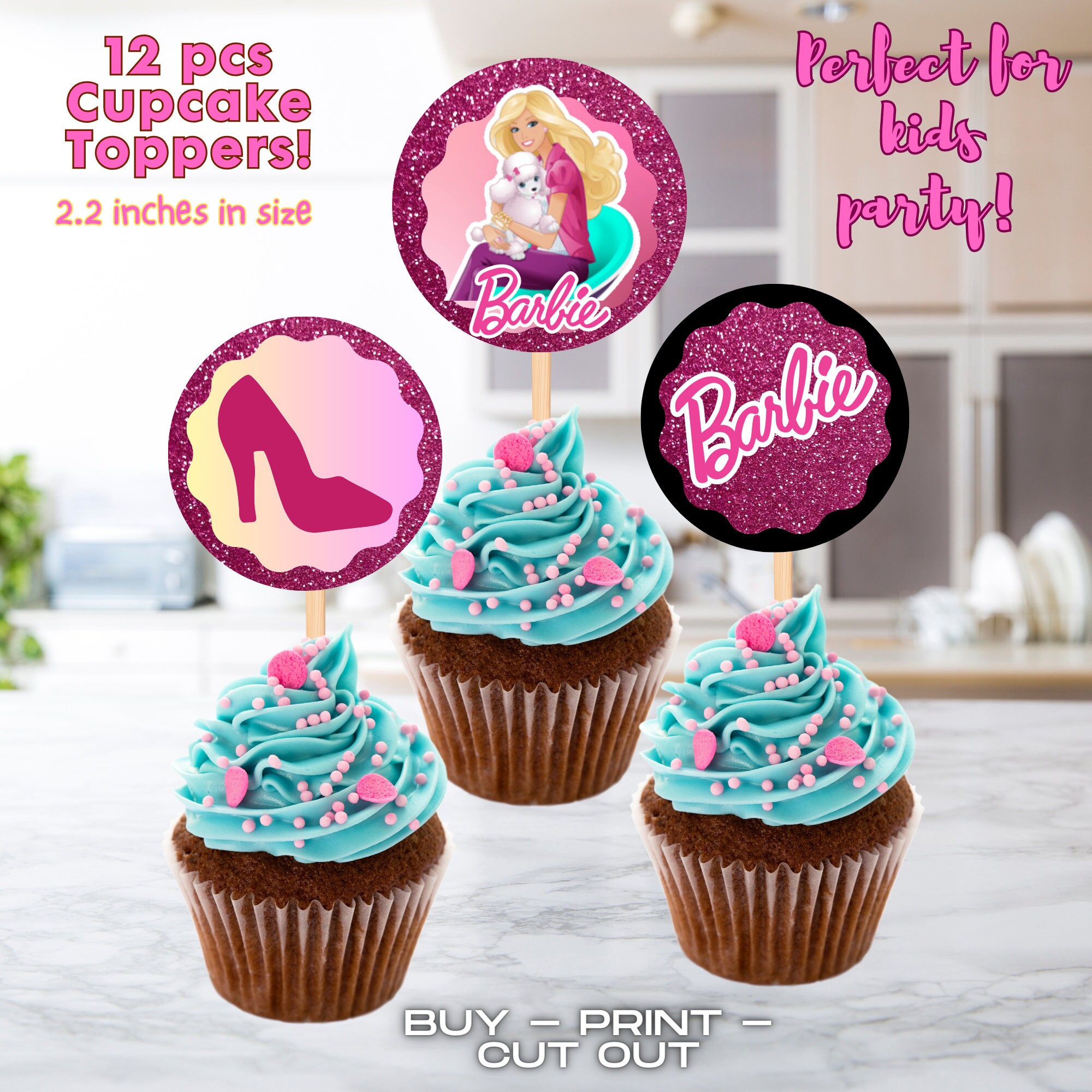 DIY Doll Cupcake Toppers Digital Cupcake Toppers 12 Pcs Etsy
