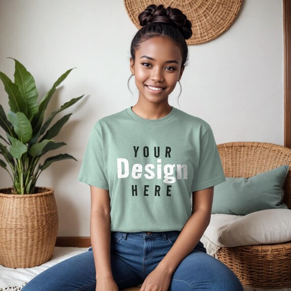 Bella + Canvas Unisex Jersey T-Shirt - Heather Ice Blue, 100% Cotton, Short Sleeve (Style 3001C) - View #5