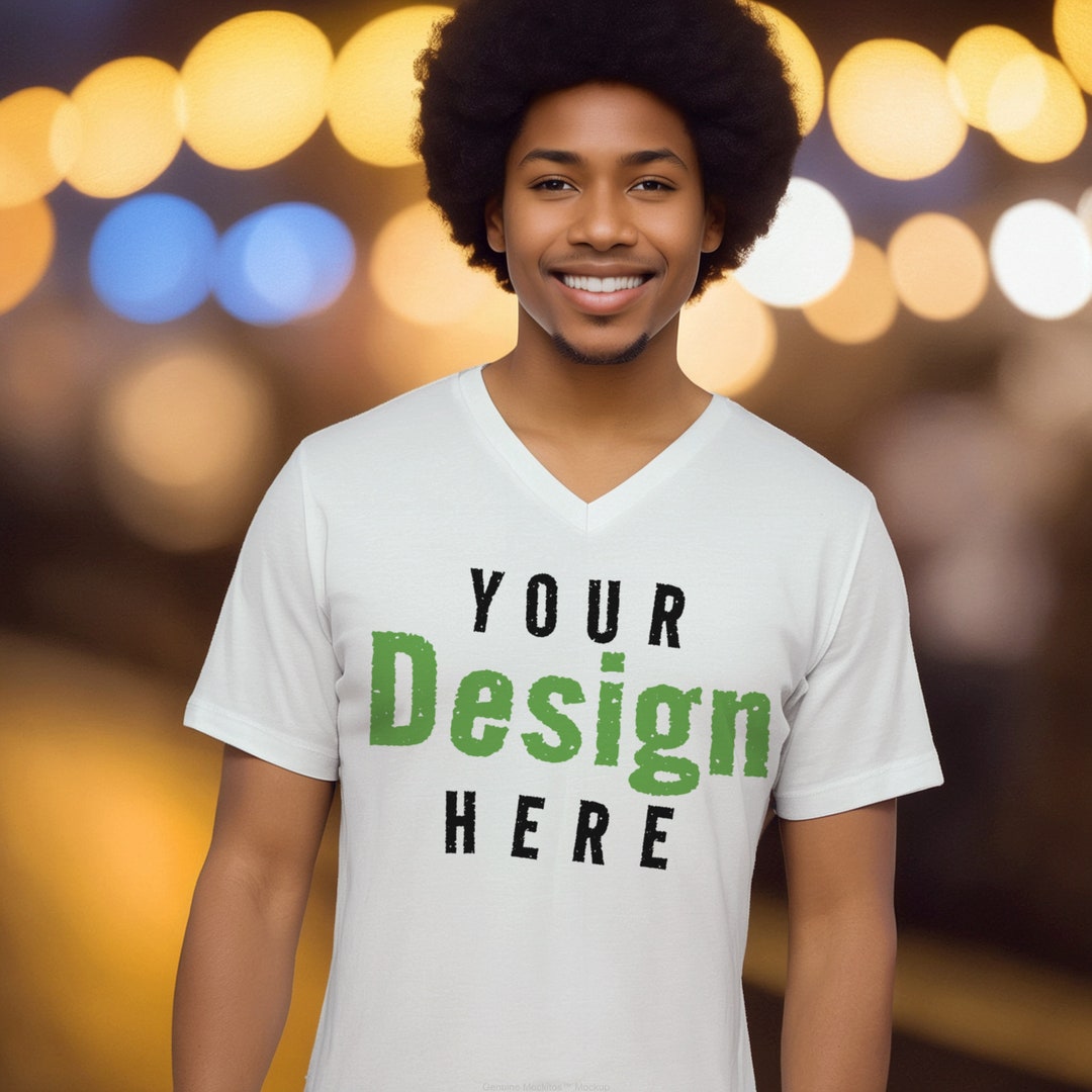 Bellacanvas 3005 White Jersey Short Sleeve V-neck Tee Mens T-shirt ...