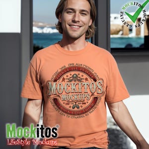 Comfort Colors 1717 Melon Heavyweight Adult Tee Mens T-Shirt Mockup