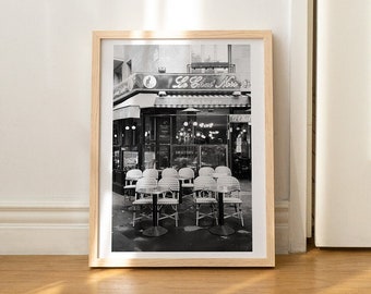 Paris 35mm Film Print, Paris Digital Download, Paris Film Photography, Vintage Printable Wall Art, French Cafe, Black and White Paris Decor