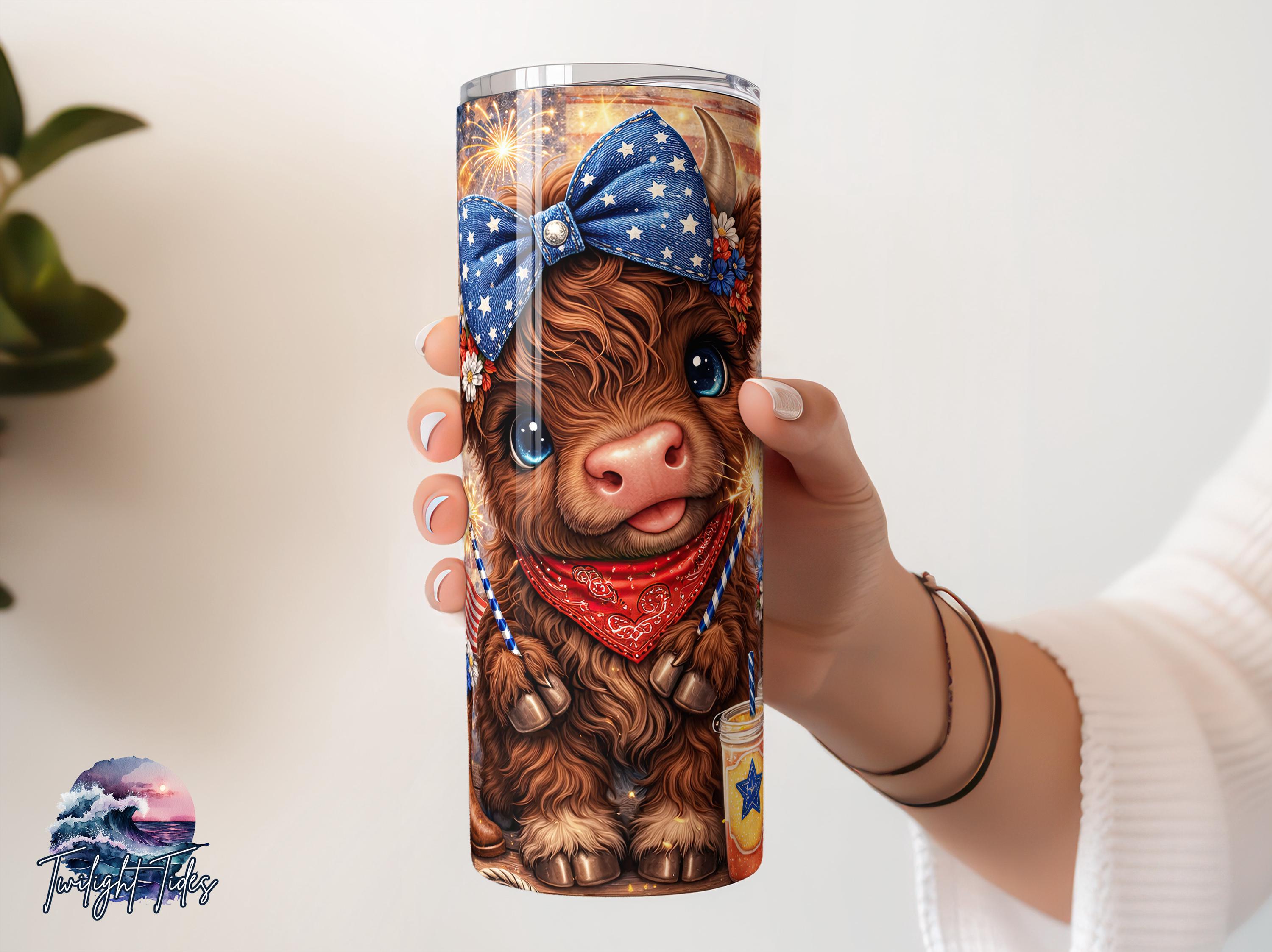 Cowgirl Highland Cow 20 Oz Skinny Tumbler Sublimation Design, Country ...