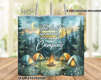 Camping Tumbler Wrap, Camping Sublimation, Best Memories Camping, 20oz skinny tumbler wrap, Tumbler wrap for sublimation, PNG File, Camp PNG
