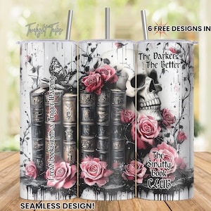 Smutty Book Club Dark Romance 20 oz Skinny Tumbler Sublimation Design, Booktok Digital Download PNG Instant Download Seamless Tumbler Wrap