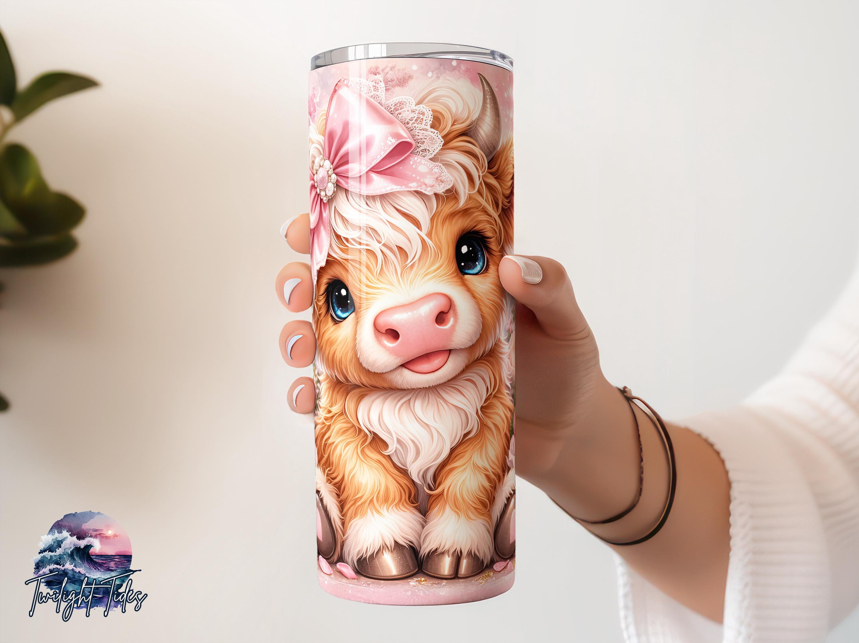 Pink Lace Highlands Cow 20 Oz Skinny Tumbler Sublimation Design, Cute ...