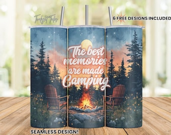 Camping Tumbler Wrap, Camping Sublimation, Best Memories Camping, 20oz skinny tumbler wrap, Tumbler wrap for sublimation, PNG File, Camp PNG