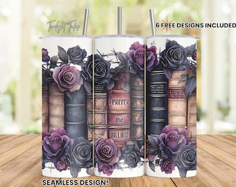 Romantasy Prefer the Villain 20 oz Skinny Tumbler Sublimacja Design miłośnik książek Pobieranie cyfrowe PNG Natychmiastowe pobieranie Bezszwowa folia na kubek