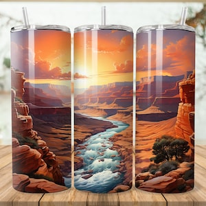 Grand Canyon Arizona 20 oz Skinny Tumbler Sublimation Design National Park Instant Digital Download PNG Straight & Tapered Tumbler Wrap PNG