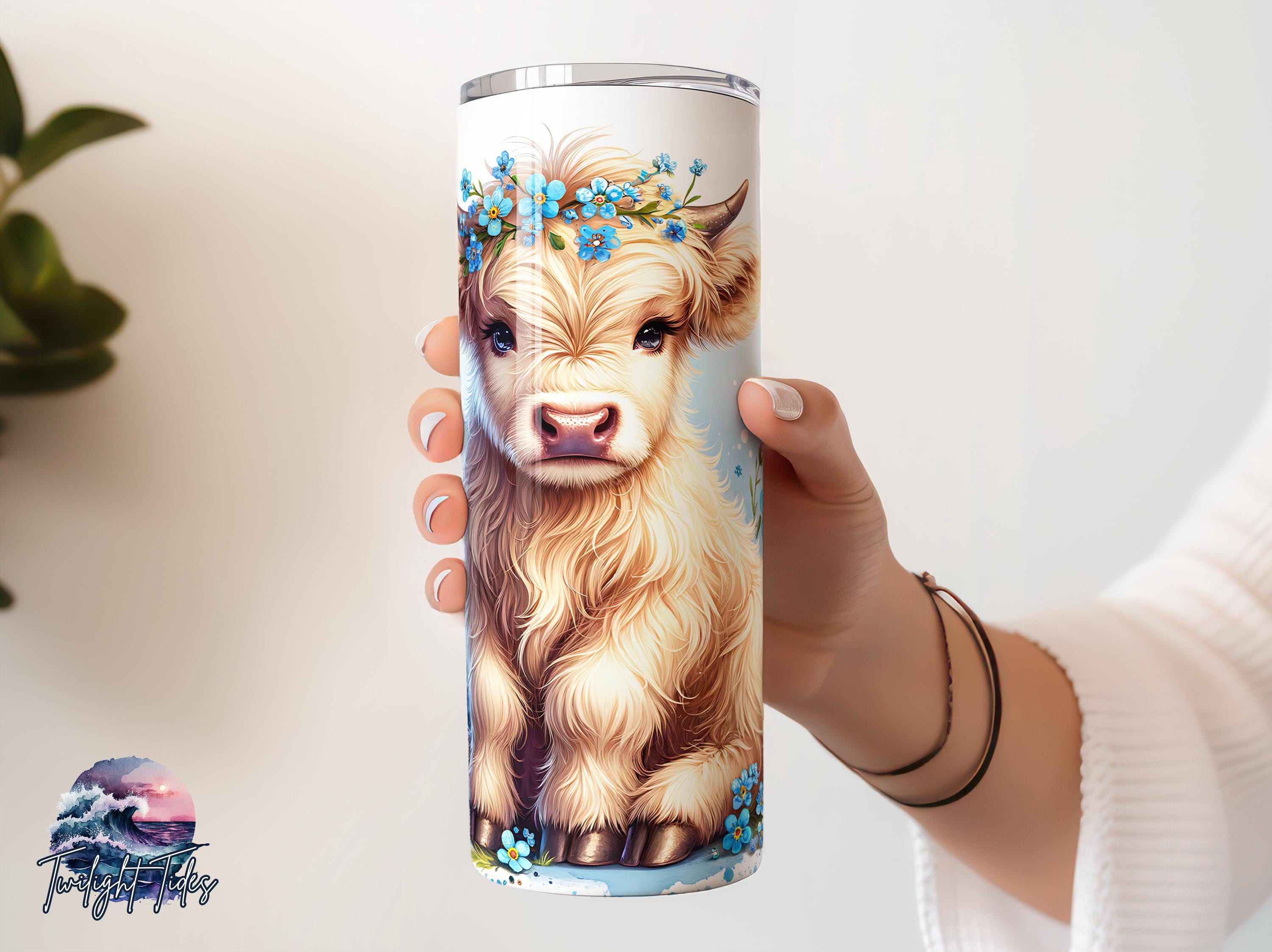 Blue Dragonfly Highlands Cow 20 Oz Skinny Tumbler Sublimation