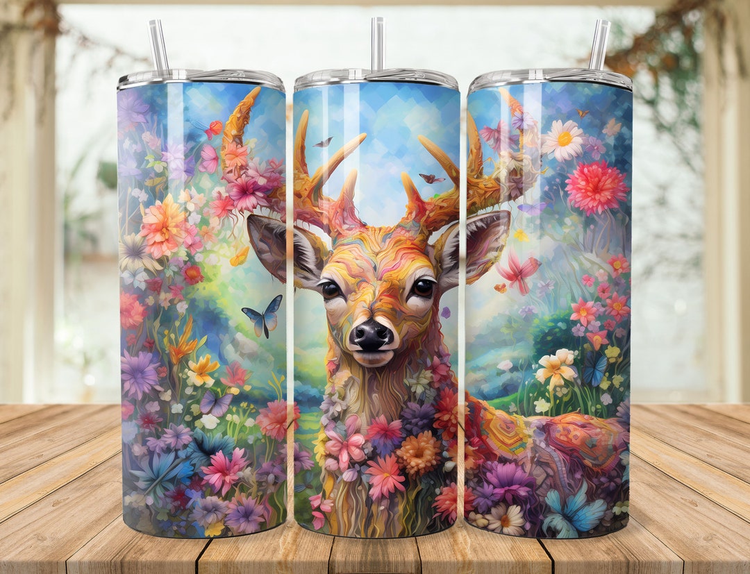 Deer Wildlife 20 Oz Skinny Tumbler Sublimation Design, Wildflower ...