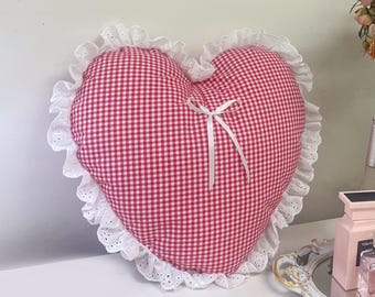 Coquette Room Decor, Cottagecore Aesthetic, Throw Pillow, Heart Pillow, Shabby Chic, Romantic Vintage Room Decor, Farmhouse Decor, Lana