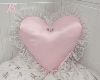 Coquette Room Decor, Cottagecore Aesthetic, Throw Pillow, Heart Pillow, Balletcore, Summer Decor, Housewarming Gift for Her, Shabby Chic