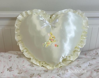Coquette Room Decor, Cottagecore Pillow, Throw Pillow, Farmhouse Decor, Heart Pillow, Summer Decor, Bedding, Housewarming Gift for Her,