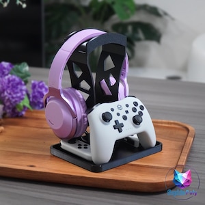 Headphone Stand with Tray, Desk Accessories Organizer and Holder, 3D Printable STL File, Digital Download